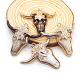 Retro Bull Head Shape Resin Pendants Golden Edge Parcel Design Charms Accessory 1 Pc For DIY Making Trendy Necklace Jewelry Gift