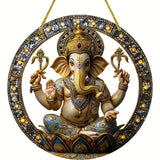 Vibrant Ganesha-The God of Wisdom Suncatcher,2D Round Translucent Hanging,home,room,Hinduism Religious Occasions&Festive Decor