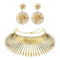Oversized jewelry exaggerated metal collar choker flower necklace sunflower earrings collar set