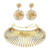 Oversized jewelry exaggerated metal collar choker flower necklace sunflower earrings collar set
