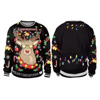 Men Women Llama Ugly Christmas Sweatshirt 3D Funny Print New Year Eve Xmas Sweater Couples Pullover Holiday Party Jumper Tops