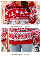 Christmas Knitwears Sweater Women Autumn And Winter New O Neck Long Sleeve Printed Fashion Casual Knitted Pullovers Feminina Top