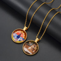 Anniyo Yezidi Lalish Glass Pendant Necklaces Holiest Temple of the Yazidis for Women Men Girls #D0047