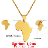 Anniyo Africa Map Sets Pendant Necklace and Earrings Gold Color/Silver Color African Maps Jewelry Set for Women Gitls #133621