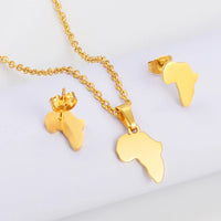 Anniyo Small Map of Africa Jewelry Sets 1.2CM Earrings and 1.6CM Pendant African Wedding Accessories #320001
