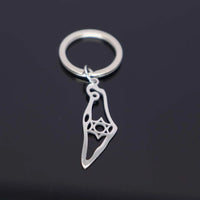 2024 New fashion stainless steel Israel map flower pendant Keychain temperament everything key chain men's and women's accessori