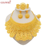 Dubai Gold Color Jewelry Set Wedding African Indian Ethiopian  Bridal Sets Nigerian Necklace Bracelet Earring Ring Jewellery