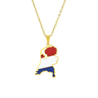 2024 new fashion stainless just vintage Dutch map flag pendant necklace temperament everything collarbone chain birthday anniver