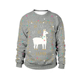 Men Women Llama Ugly Christmas Sweatshirt 3D Funny Print New Year Eve Xmas Sweater Couples Pullover Holiday Party Jumper Tops
