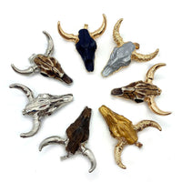 19 Styles Acrylic Cow Pendant Bull Skull Bone Gold Plated Charms for Men's Fashion DIY Jewelry Bull Head Pendant Necklace Gifts
