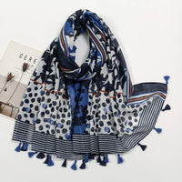 Ethnic Printed Cotton Hijab Viscose Tassels Scarf For Muslim Woman Hijabs Shawls Lady Soft Long Wraps Islim Headband Turban