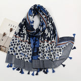 Ethnic Printed Cotton Hijab Viscose Tassels Scarf For Muslim Woman Hijabs Shawls Lady Soft Long Wraps Islim Headband Turban