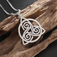Exquisite Stainless Steel Pattern Witch Knot Pendant Necklace Celtic Knot Lucky Jewelry Christmas Gift for Friends and Family