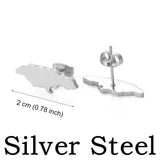 Anniyo Jamaica Map Stud Earrings for Women Girl Gold Color and Stainless Steel Jamaican Jewelry #139721