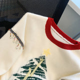 Christma Tree Knit Sweater Pullover Women Fashion Loose Casual Ladies Tops 2023 Winter Long Sleeve O-neck Knitwear Jumpers
