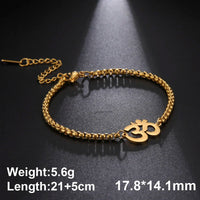 Dawapara Aum Om Ohm Sanskrit Symbol Anklets Bracelet Hindu Yoga Ankle Chain Bracelets Stainless Steel Spiritual Jewelry