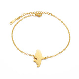Anniyo 18CM/16CM France Martinique Map Bracelet for Women Stainless Steel Jewelry Foot-Chain @321021
