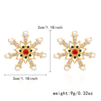 Delicate Multicolor Christmas Snowflake Stud Earrings for Women Zircon Pearl Dangle Piercing Earrings Girl New Year Party Gifts