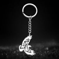 Dawapara Vintage Eagle Crow Raven Pendant Keychain Viking Animal Bird Protection Amulet Stainless Steel Keyring Jewelry