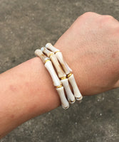 3pcs Leopard Acrylic Bamboo Women's Hand Bracelets Retro Stack Thin Tube Beaded Elastic Bracelet Bangle Couple Jewelry Gift