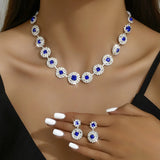 2pcs Wedding Women's Fashion Jewelry Set Tassel Rhinestone Earrings Necklace Fashion Party Fashion Accessories