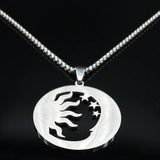 2024 New fashion stone Invisible Moon Crescent Worship necklace men's pendant Pendant Hip stainless steel men's sweater chain je