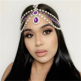 Exquisite Fashionable  Multi Layer Rhinestone Pendant Head Chain Bridal Wedding Ladies Crystal Forehead Chain Jewelry
