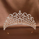 1Pc Golden Baroque Crystal Tiaras And Crowns For Women Bride Rhinestone Prom Diadem Headband Bridal Wedding Hair Accessories