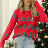 Christmas Knitwears Sweater Women Autumn And Winter New O Neck Long Sleeve Printed Fashion Casual Knitted Pullovers Feminina Top