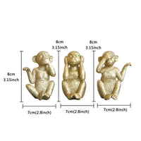 3Pcs Creative Small Animal Statue Desktop Decor Resin Craft Monkey Suit Ornaments Miniature Lovely Figurine