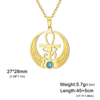 Dawapara Ankh Cross Eye of Horus Necklace Key of Life Scarab Pendant Ancient Egyptian Protection Amulet Stainless Steel Jewelry