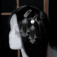 New Ethnic Indian Gold Color Crystal Long Tassel Hairpins Geometric Retro Hair Clips Girls Barrettes Slid Clip Fashion Jewelry