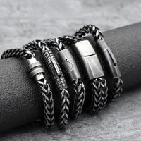 Bracelet Men's Stainless Steel Chain Punk Motorcycle Accessories Charm Bracelets Magnetic Clasp Vintage Jewelry Gifts Boyfriend