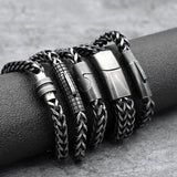 Bracelet Men's Stainless Steel Chain Punk Motorcycle Accessories Charm Bracelets Magnetic Clasp Vintage Jewelry Gifts Boyfriend
