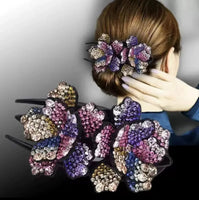 Fashion Acrylic Zircon Flower Hairpin Hair Accessories For Women Retro Elegant Duck Mouth Clip Headwear Ethnic Girl Jewelry Gift