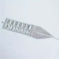 Fashion Long Tassel Rhinestone Bracelet Hand Jewelry for Women Bridal Crystal Bracelets Wedding Jewellery