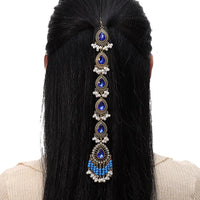 Vintage Hair Accessories For Women Crystal Simulated Pearl Beads Tassel Head Chain Ethnic Handmade Women's Hair Accesories