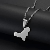 Anniyo 2.3CM Spain El Hierro Map Pendant Necklaces for Women Stainless Steel Jewelry #011062