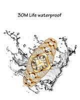 2025 New Women Watch Light Luxury Brand Diamond Inlaid Bracelet Watches Waterproof Ladies Fashion Quartz Clock Wristwatch Gift