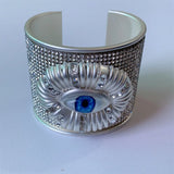 Metal Exaggerated Open Bangle Five Senses Europe American Style Alloy Plated Eyes Bracelets Unique Wide Geometric Cuff Bangles