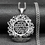 2024 New fashion Tree of Life elegant pendant lettering hollow necklace temperament hundred matching couple collarbone chain