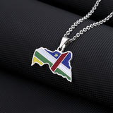 2024 New fashion stainless steel Central African Republic map with flag necklace for women and men couples ethnic style accessor