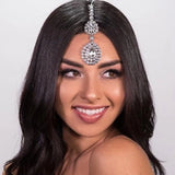 Boho Grecian Gem Pendant Rhinestone Forehead Jewelry Chain Indian Bridal Hair Clip Accessories Head Chain For Women Wedding Gift