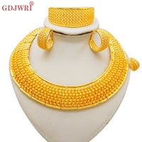 GDJWRI Indian Dubai Fashion Irregular Necklace And Earrings Sets For Women Ethiopian Bridal 24k Gold Color Jewelry Set Wedding