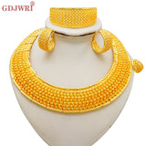 GDJWRI Indian Dubai Fashion Irregular Necklace And Earrings Sets For Women Ethiopian Bridal 24k Gold Color Jewelry Set Wedding