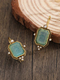Elegant Vintage Geometric Pearl Pendant Drop Earrings Women Exquisite Hanging Piercing Earring Wed Bridal Jewelry Gift