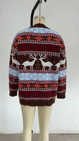 Y2k Style 2025 Winter Women Christmas Sweaters Allover Print Oversized Jumpers Full Sleeve Knitwear Warm Thick Knit Pullover Top