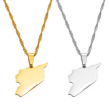 Anniyo 2.5CM Syria Map Necklaces Charms Pendant Necklaces Syrians Jewelry #042921