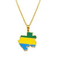 Anniyo Gabon Map Flag Pendant Necklaces Gabonaise Maps Gabonese Jewelry Stainless Steel Material #300401