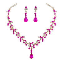 KMVEXO Crystal Bridal Wedding Jewelry Sets Women Gold Color Rhinestone Necklace Long Earrings Set Dress Accessories Bridesmaid